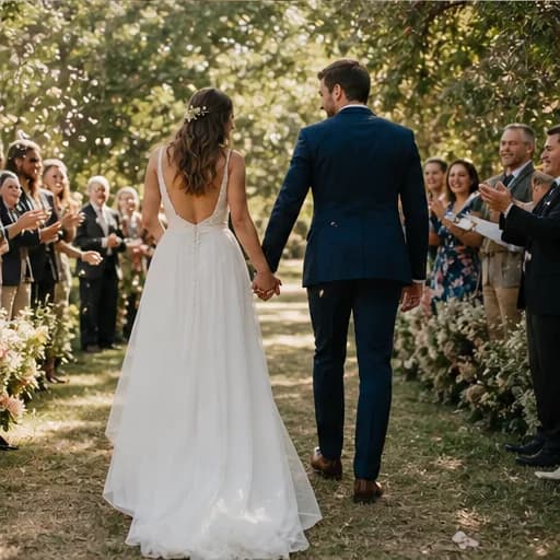 Newlyweds leaving their ceremony